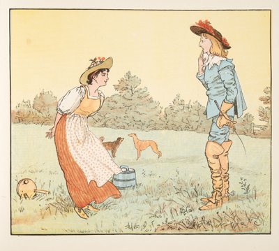 "Dan kan ik niet met je trouwen, mijn mooie meid!", uit The Hey Diddle Diddle Picture Book, pub.1882 door Randolph Caldecott